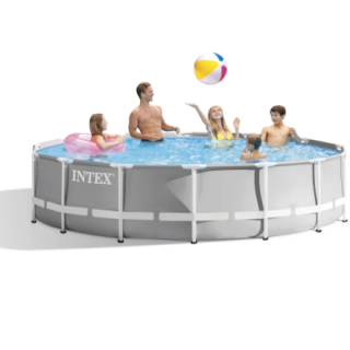 Piscina Estructural Redonda INTEX Prism Frame 427 x 107 cm, 12.706L. Con Bomba, Escalera y Cobertor