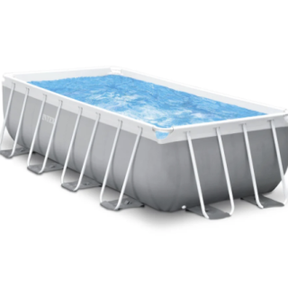 Piscina Estructural Prism Frame INTEX, 488 x 244 x 107 cm, 10.874L, con Bomba, Escalera, Cobertor y Tapiz