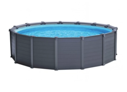 Piscina Estructural INTEX Graphite Grey Panel 478 x 124 cm, 16.805L, con Bomba de Arena, Escalera, Cobertor y Tapiz