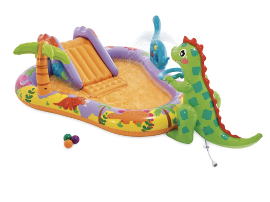 Piscina Centro de Juegos Acuático Inflable INTEX Dino Park con Tobogán